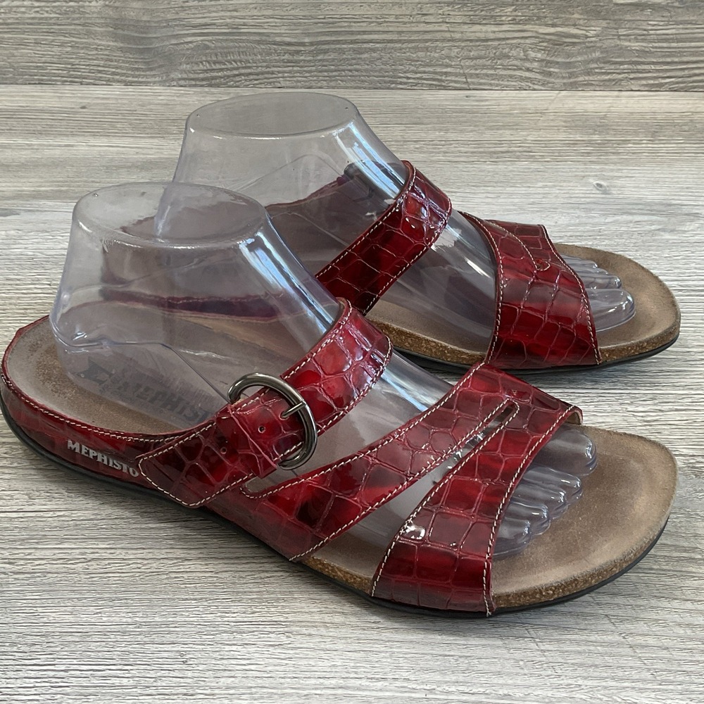 Mephisto Afida Womens Red Patent Leather Croc Sandals Air Relax Size 41 US 11